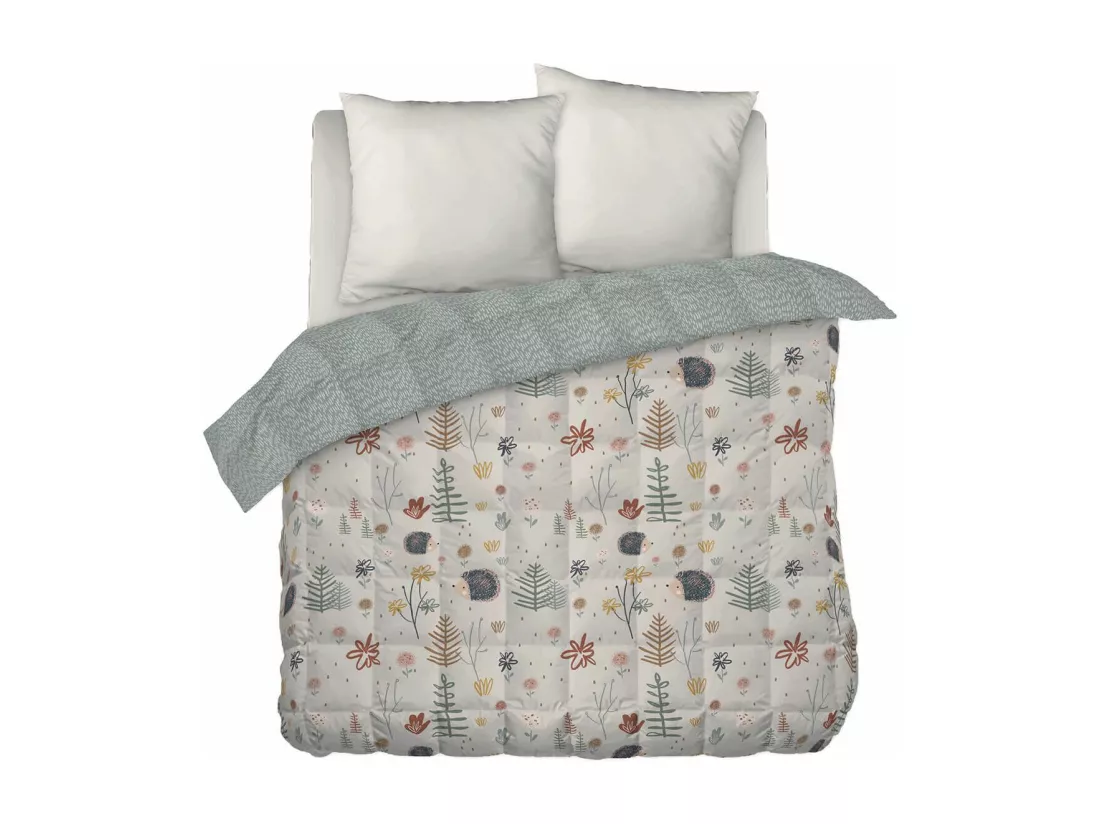 GEDEON - Couette Imprimée Motifs Hérisson 260 x 240 cm + 2 Taies d'oreiller 60x60 cm
