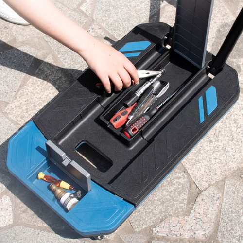 Klappbarer Gepäck Trolley Transport Hilfe Schwerlast Wagen 150kg Tragkraft - Schwarz / Blau