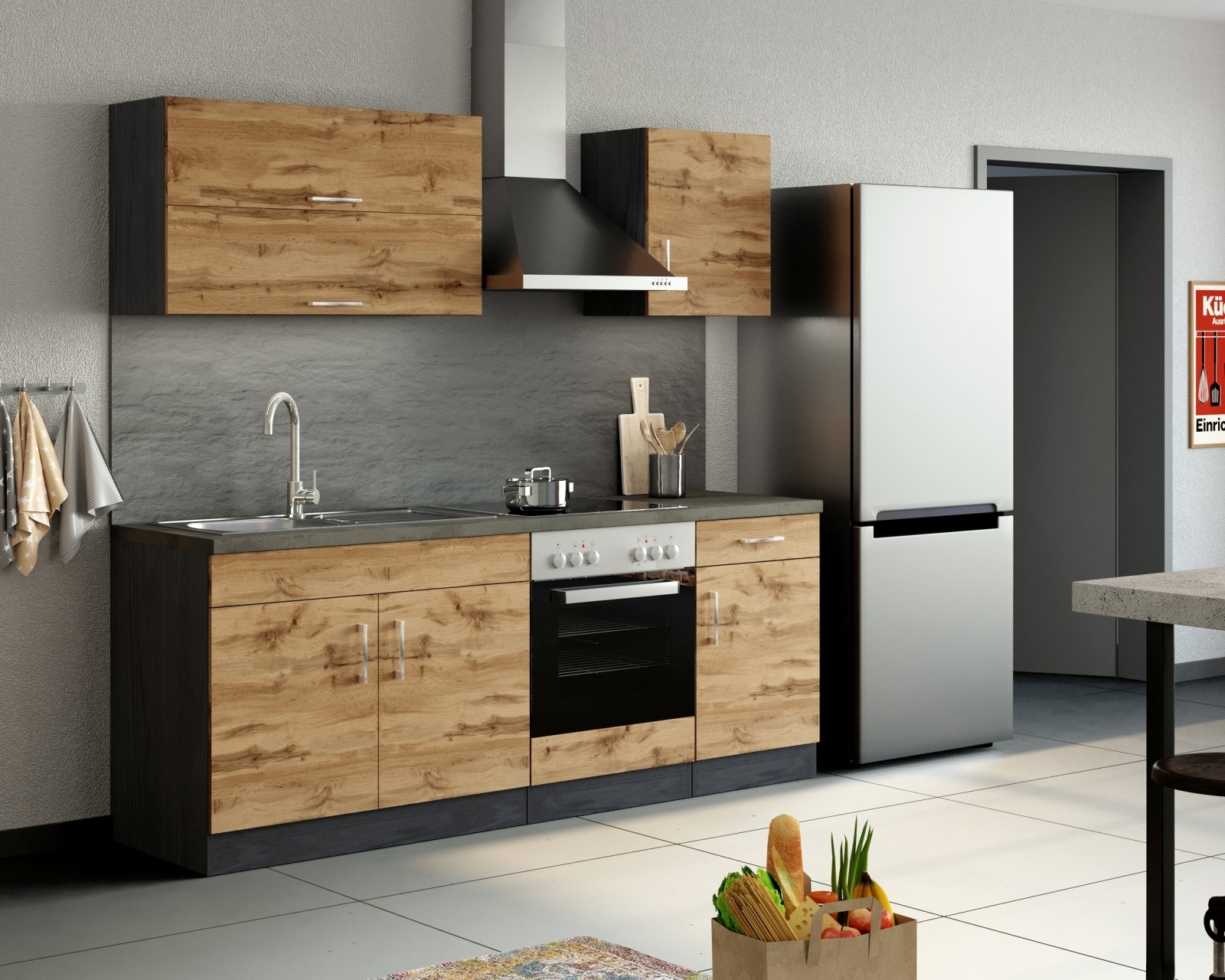 Hängeschrank SORRENTO - Wotan Eiche - grafit - 50 cm breit
