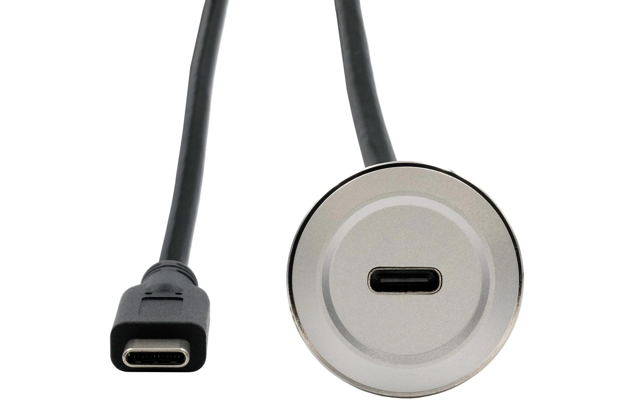 USB 3.1 Adapter Metall USB-C Stecker - USB-C BuchseEinbau-Adapter Metall USB-C Buchse zu Stecker, 30 cm