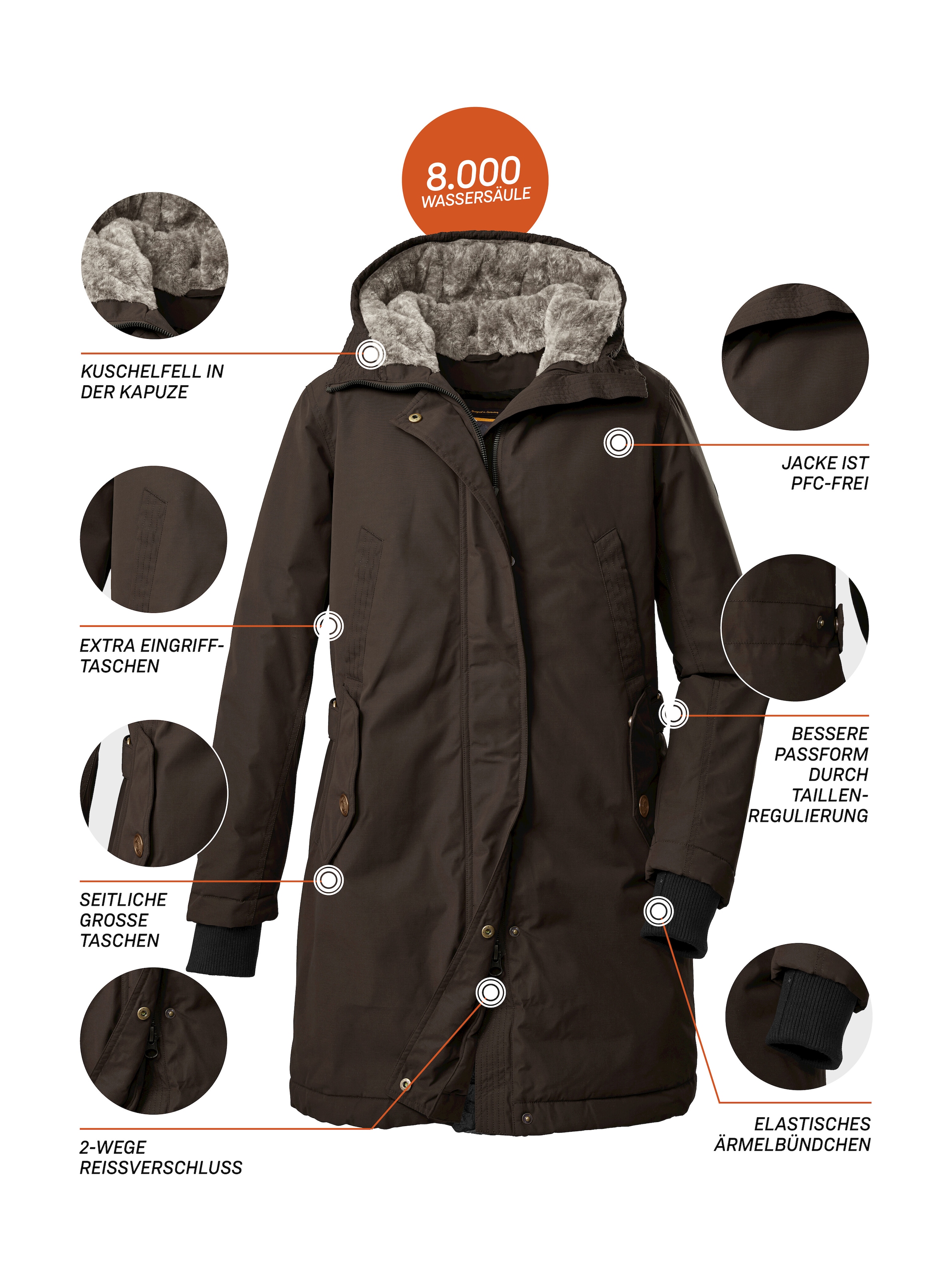 G.I.G.A. DX by killtec Funktionsmantel »GW 107 WMN CT«, Wasserabweisender Parka mit 8.000 mm Wassersäule und weichem Fleece
