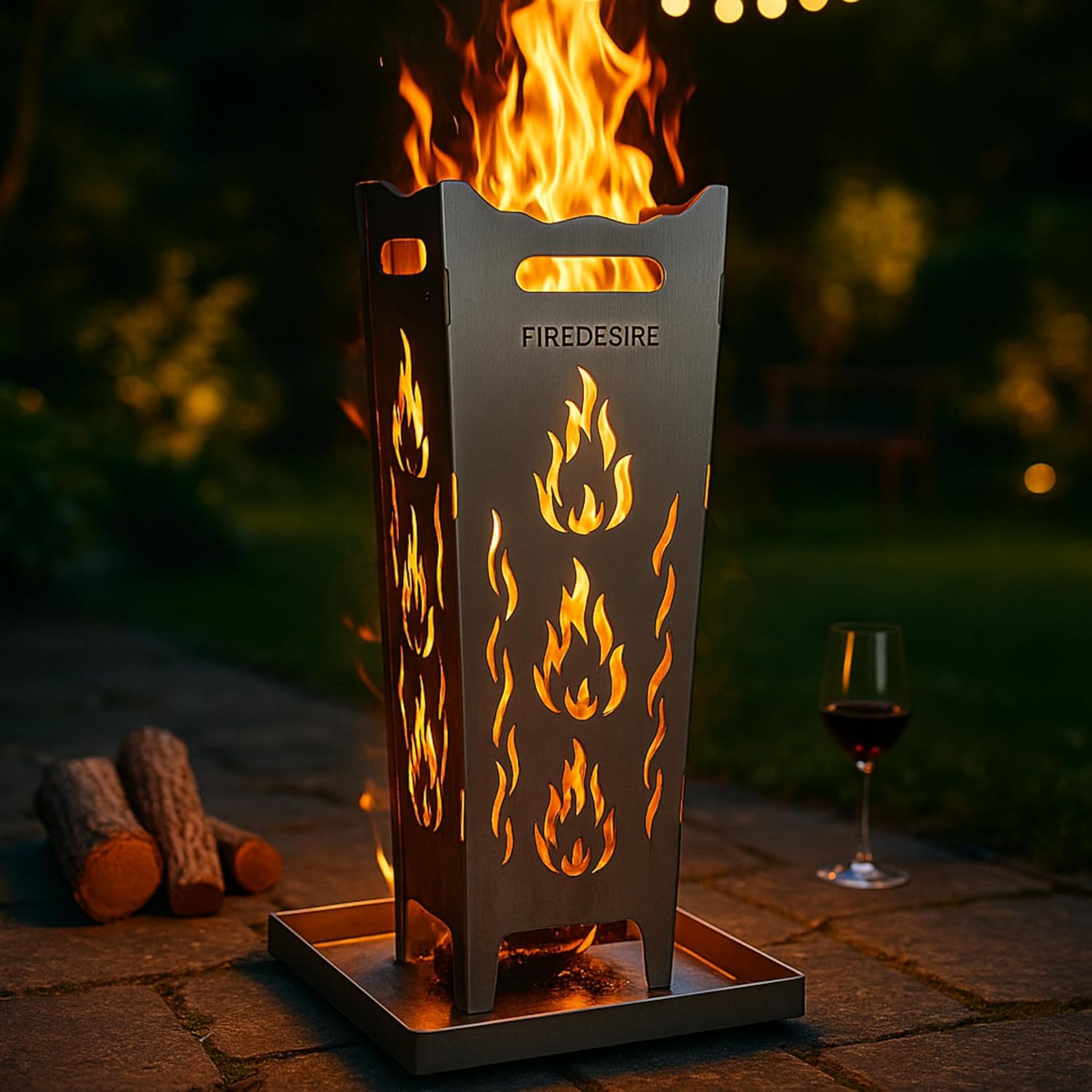 FireDesire Grill Pro Feuerkorb 80cm + Grillplatte + Ascheschale, Feuertonne, Feuerschale, Grilltonne, Ofen, Terassenofen, Grill, Stahlkorb, Plancha, Gartenfeuer