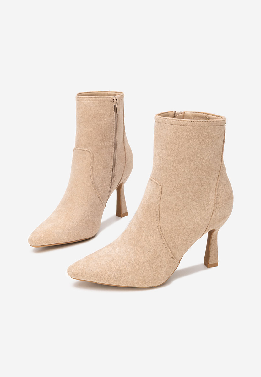 Bottines à talon fin beige Danelia