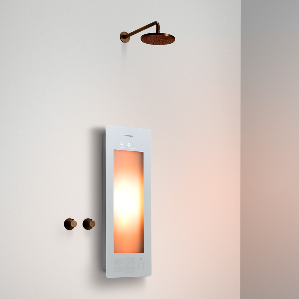 Sunshower Round Plus Small White infraroodlamp en UV 33x95x10cm opbouw