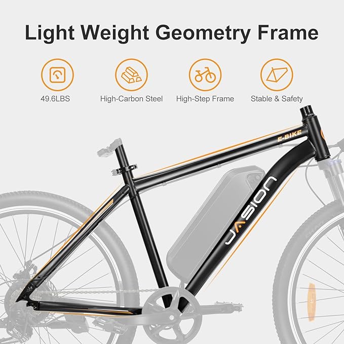 Jasion EB5 Electric Bike for Adults with 360Wh Removable Battery, 40Miles 20MPH Commuting Electric Mountain Bike with 350W Brushless Motor, 7-Speed, 26