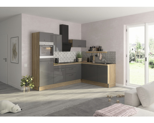 Optifit hoekkeuken met apparatuur Jonte984 270 cm antraciet glanzend gedemonteerde variant links KCJO 2720LAE-8+