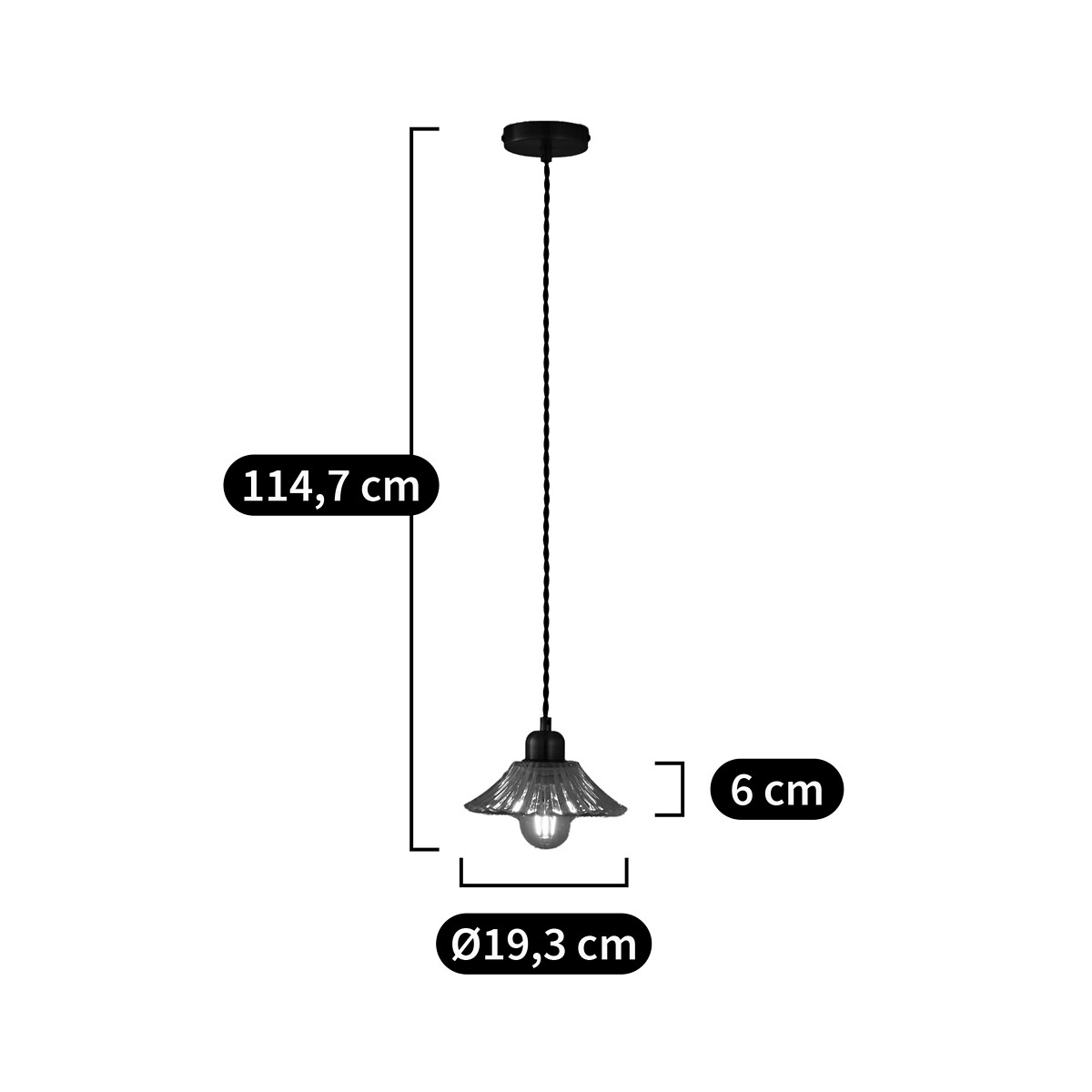 LA REDOUTE INTERIEURS<br>Luminária pendente em latão e vidro canelado Ø19,3 cm, Iloa