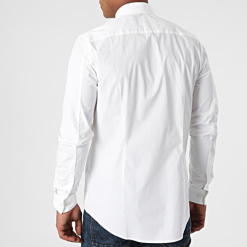 Chemise Manches Longues CK Chest Logo 9065 Blanc