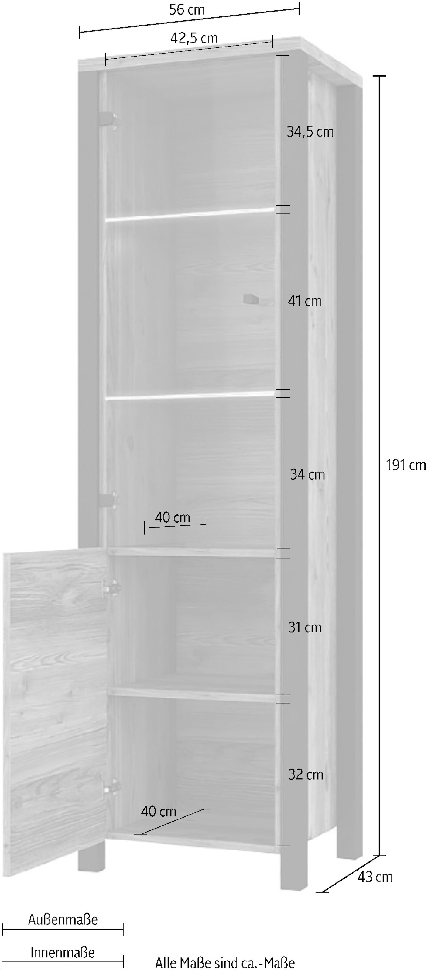 Home affaire Vitrine »Olin« Höhe 191 cm