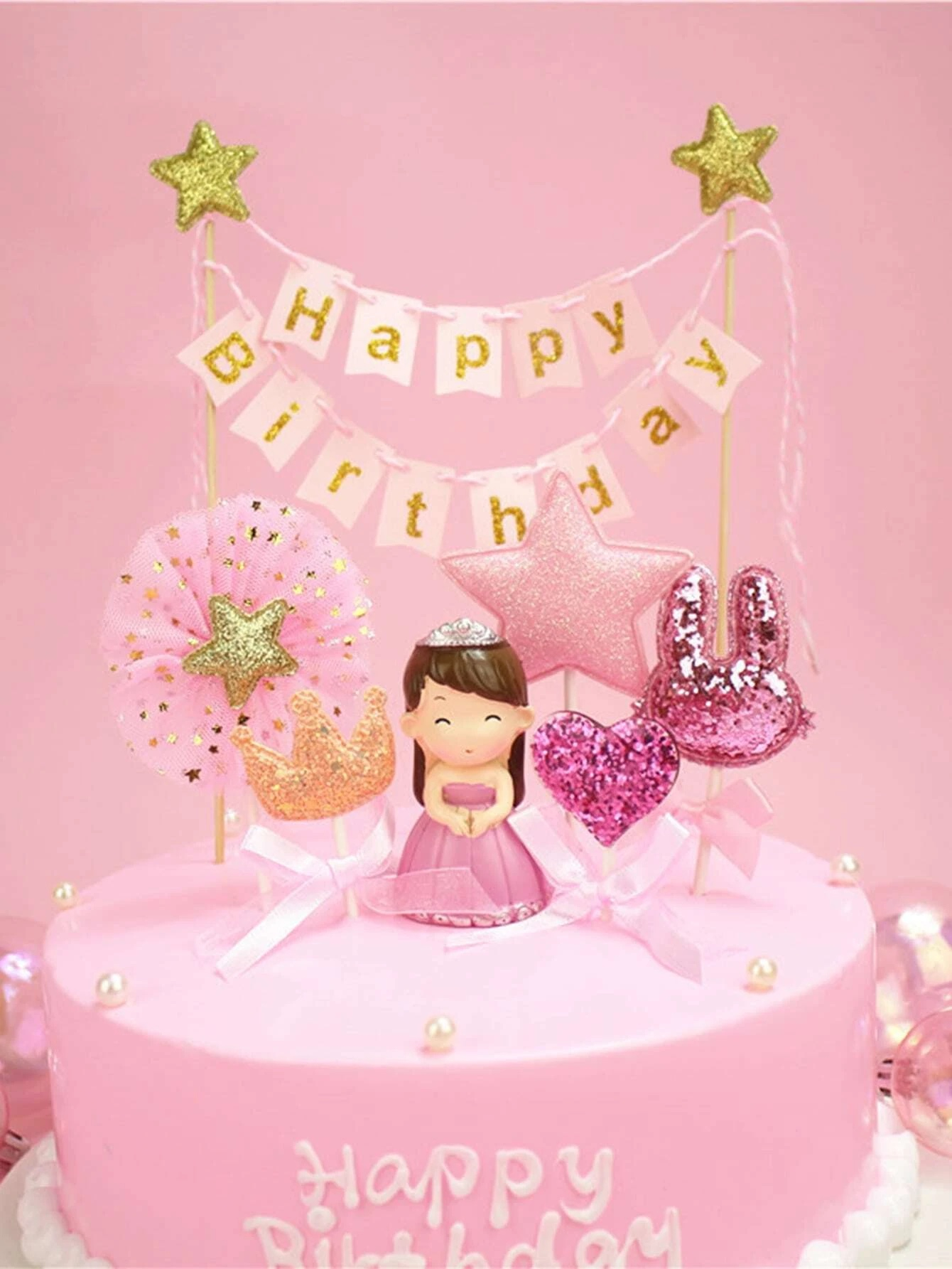 Kuchenstecker Happy Birthday Banner Tortenstecker Topper Dekoration für Torten / Kuchen - Bunt