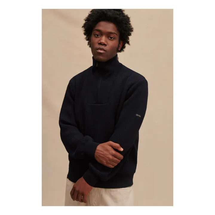 Le Minor Pull Col Camionneur Laine Mérinos | Bleu marine
