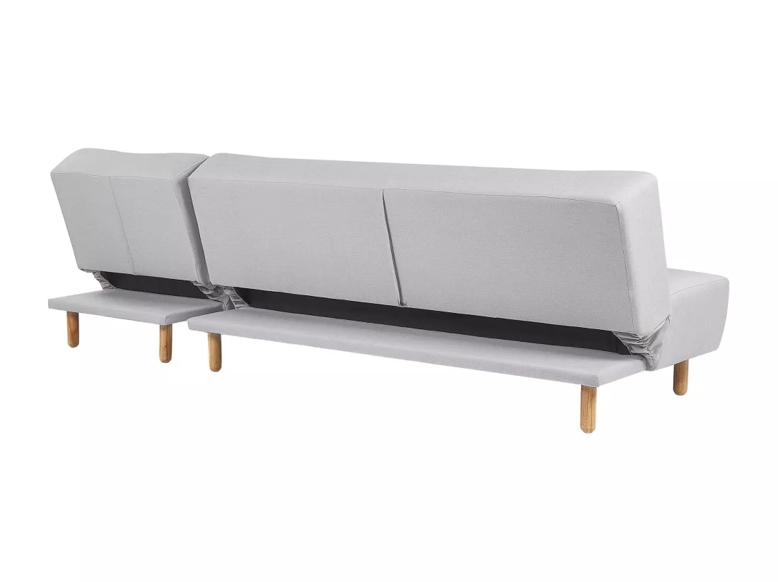 Canapé angle à droite convertible en tissu gris clair 4 places ALSTEN