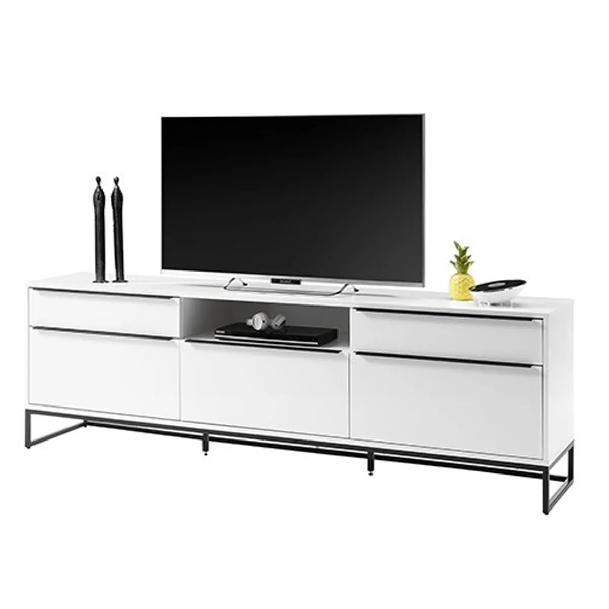 Meuble TV Pegane - Blanc Laqué