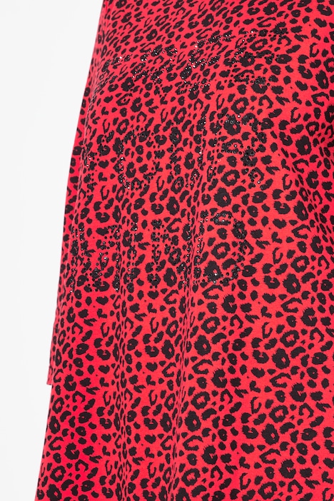 Longshirt, Leomuster, Glitzer-Statement, 3/4-Ärmel