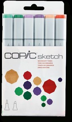 COPIC Marker - Sketch - 6 Stuks Set - Secondary Tones - Twinmarkers Op Alcoholbasis