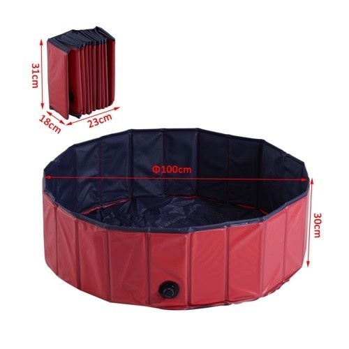 Piscina dobrável vermelha para animais de estimação Pawhut