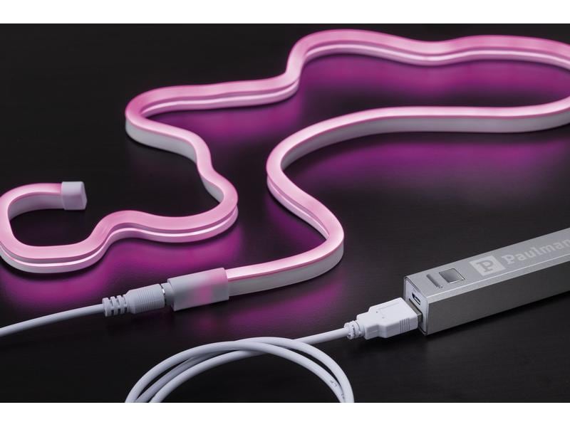 Paulmann LED-Stripe Neon Colorflex Pink, 1 m Biegbarer Lichtstreifen mit USB-Anschluss