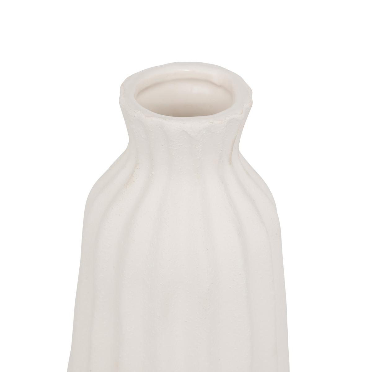 VASE CERAMIQUE STRIE FERNAN BLANC H.30CM