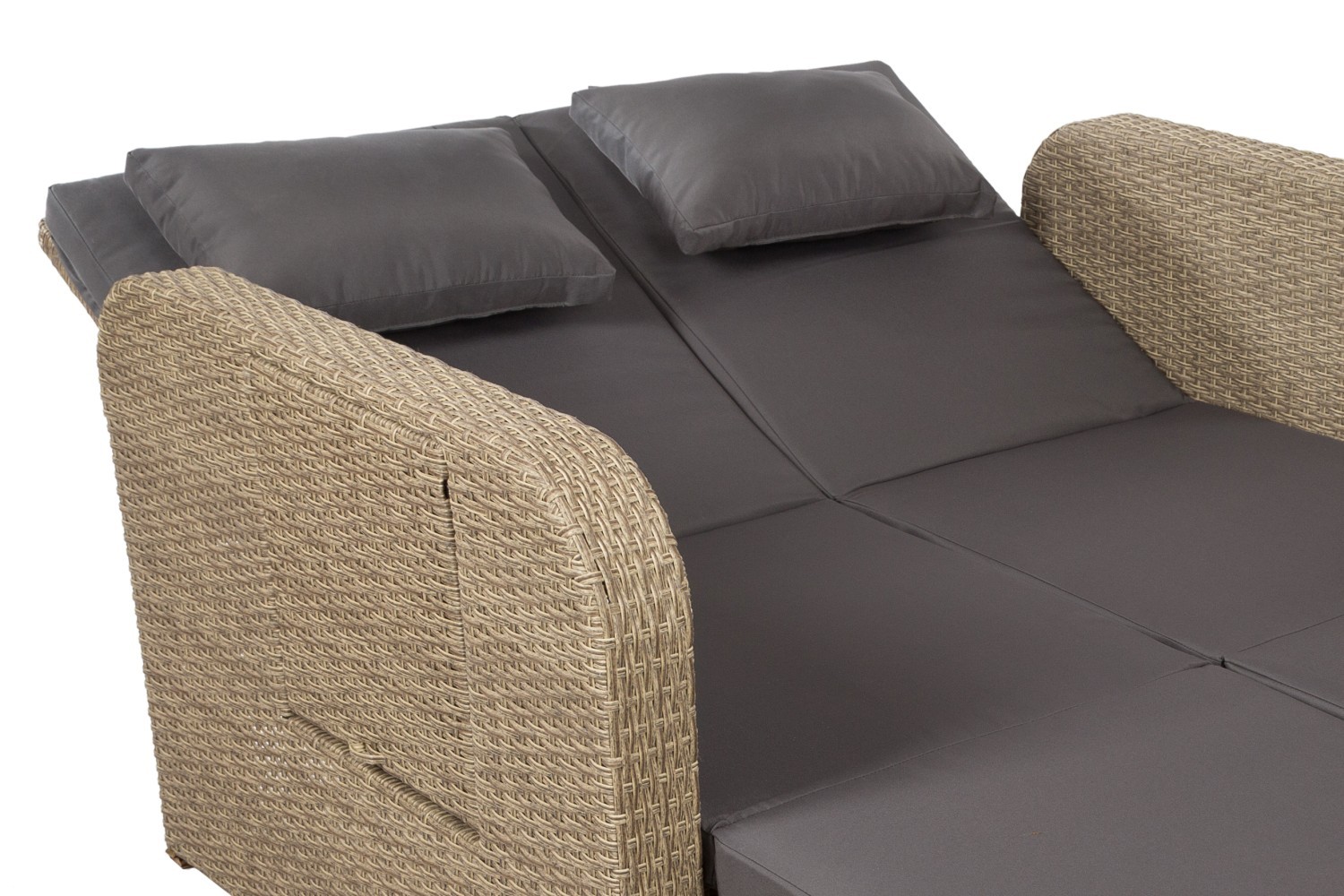Gartenliege - beige-grau - multifunktional -mit Ablagefläche