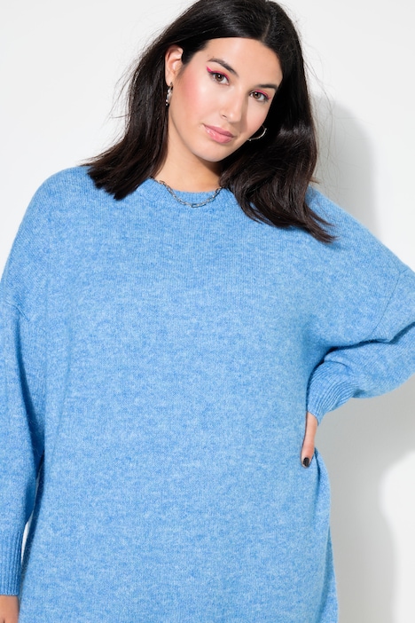 Strickkleid, oversized, Midikleid, Rundhals, Langarm