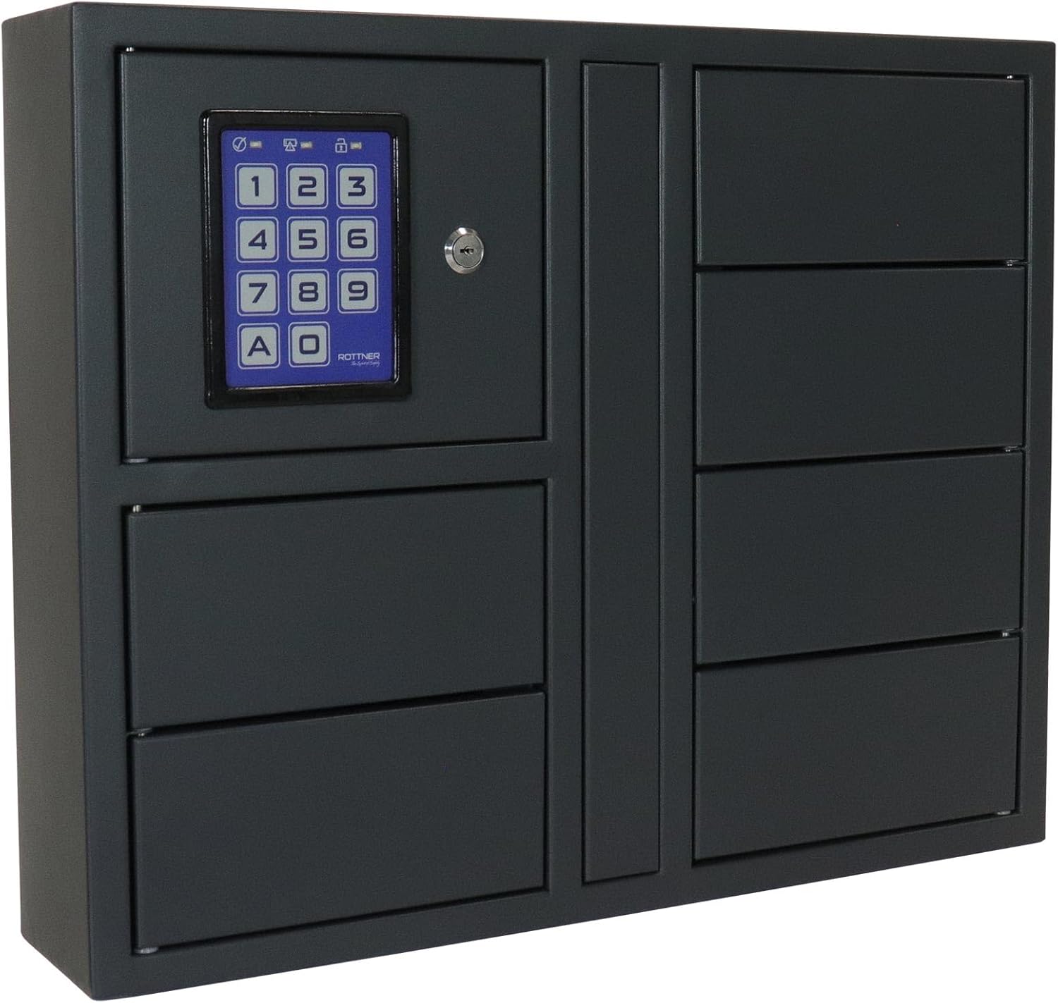 Rottner Schlüsselausgabe Key Depot 6 Stahl Elektronikschloss Notöffnung 6 Fächer inkl. Netzgerät Befestigungsmaterial