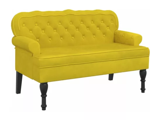 Banc avec dossier jaune 119,5x64,5x75 cm velours