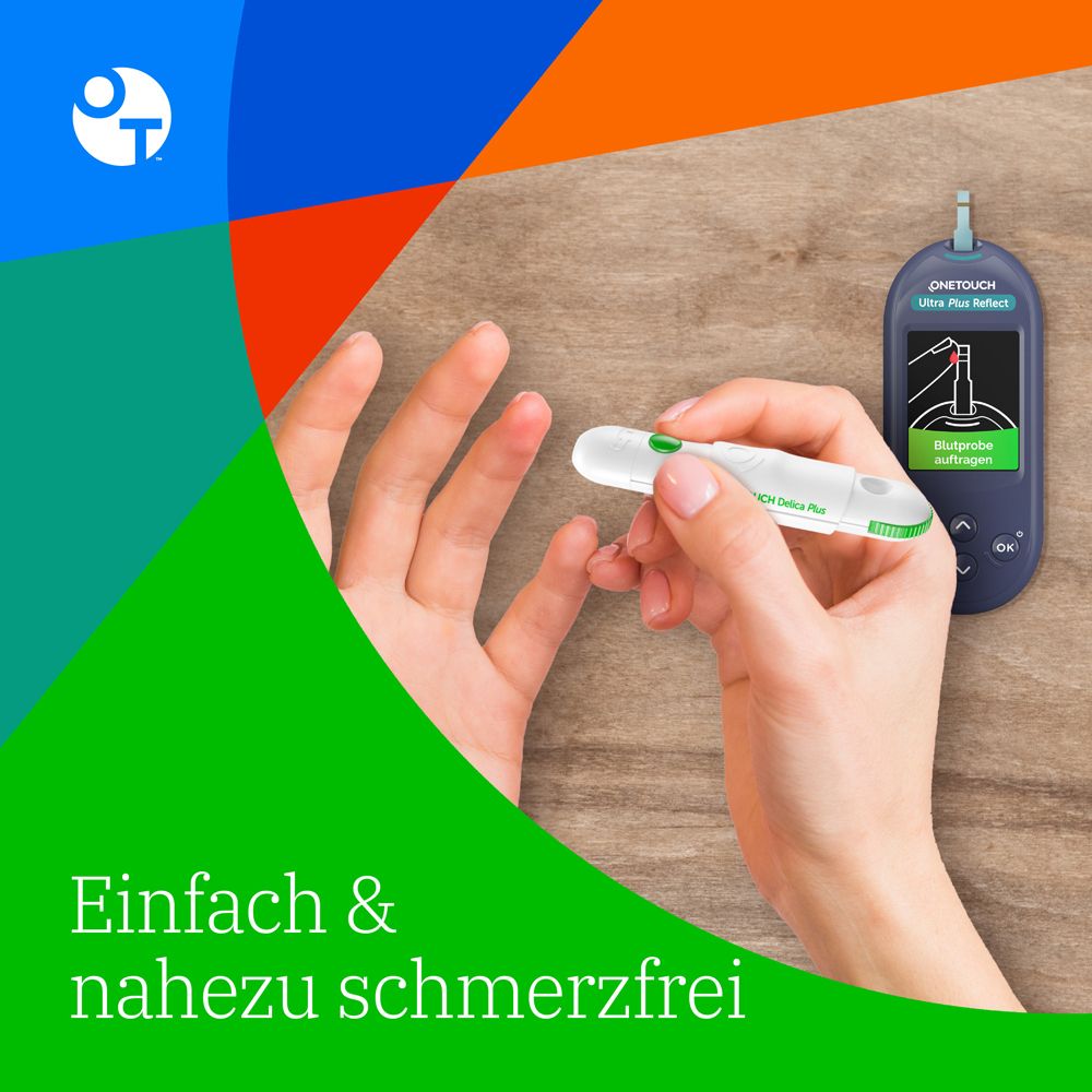 OneTouch Ultra Plus Reflect® Diabetes Starter-Set mmol/l, 40 Teststreifen, 40 sterile Lanzetten, 1 Stechhilfe