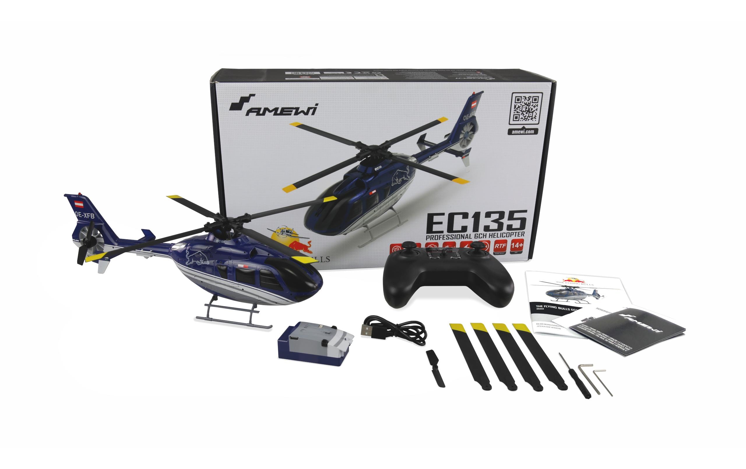 Helikopter EC135 Pro the Flying Bulls Brushless CP RTF<br>Pitch-gesteuerter Scale Heli mit 6G Gyro