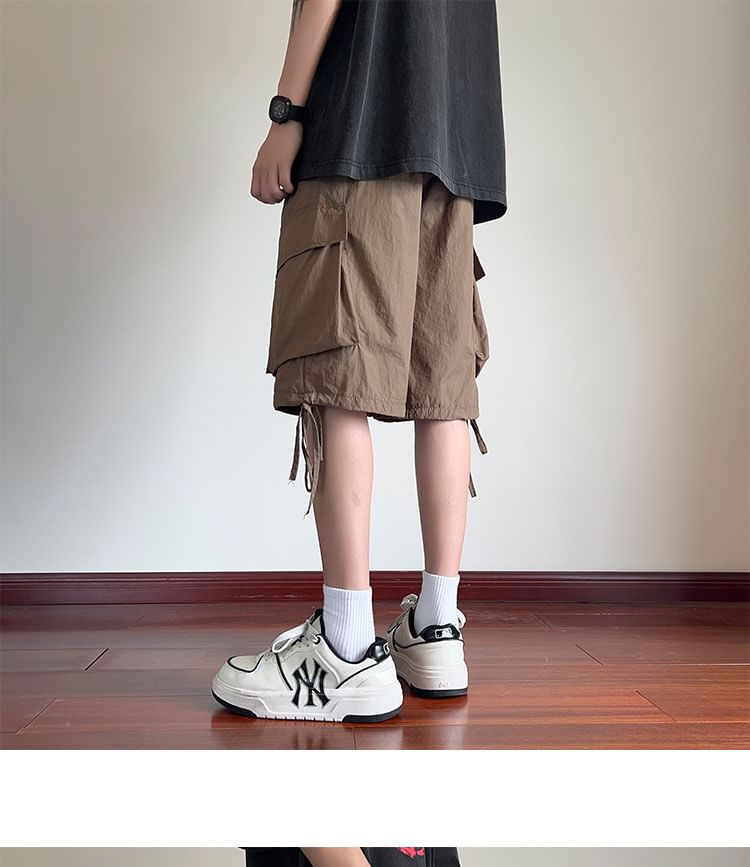 Breeson - Hoge taille, effen, wijde cargoshorts
