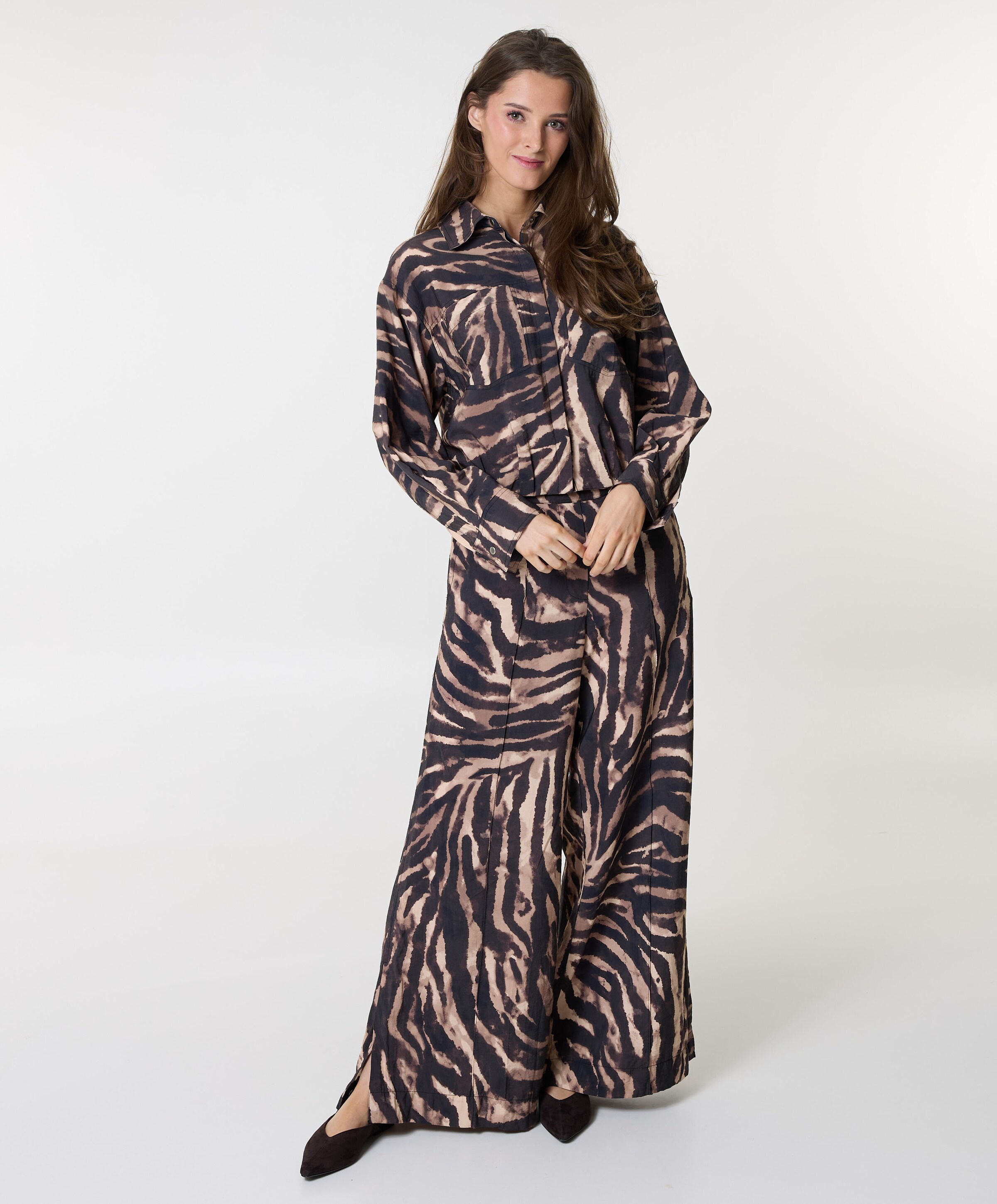 Rino & pelle Regular length wide leg dames broek bruin