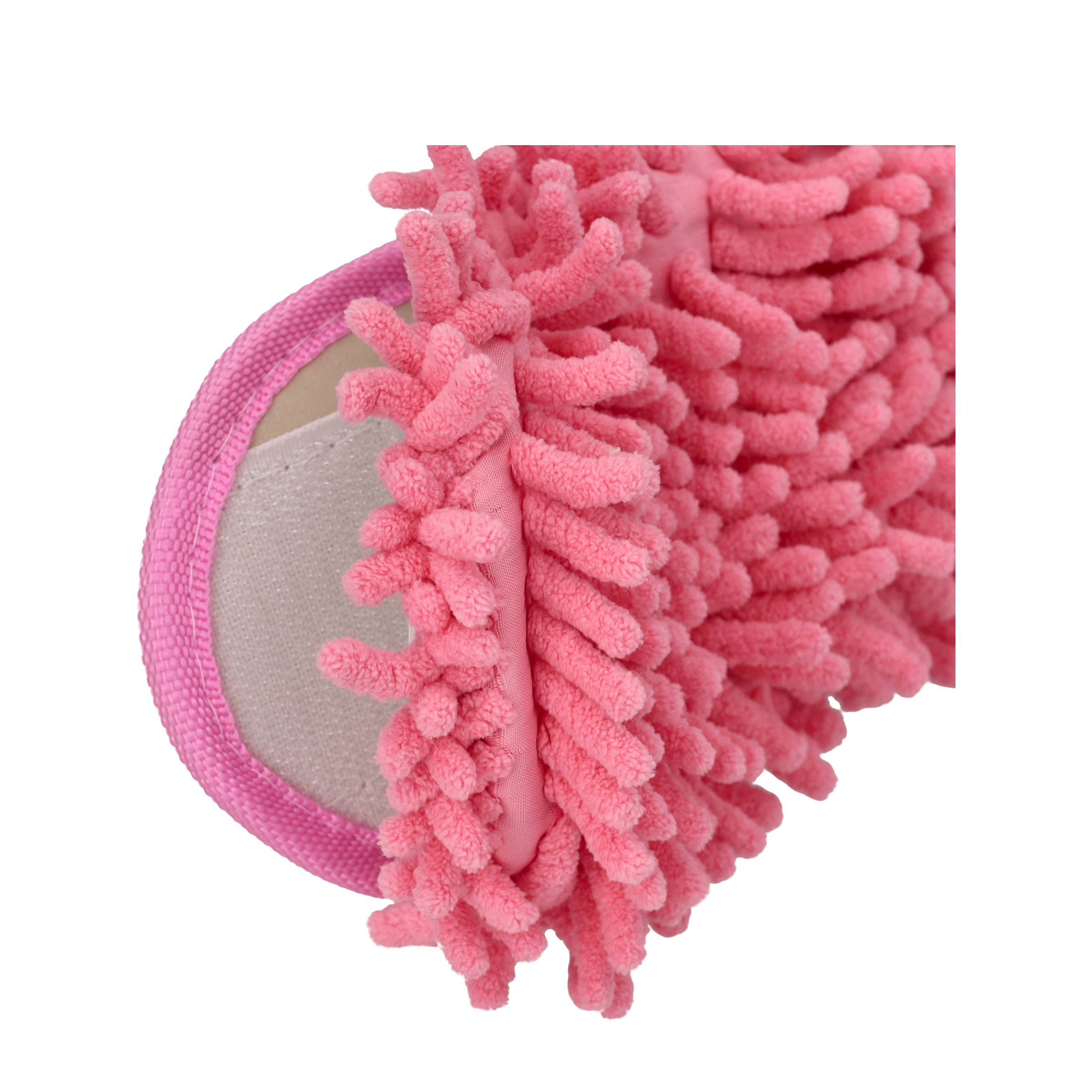(1 Paar) Gr. 35-38 Mikrofaser Wischmopp Putz Hausschuhe Boden Reinigung Mopp Pantoffeln mit Klettverschluss - Pink