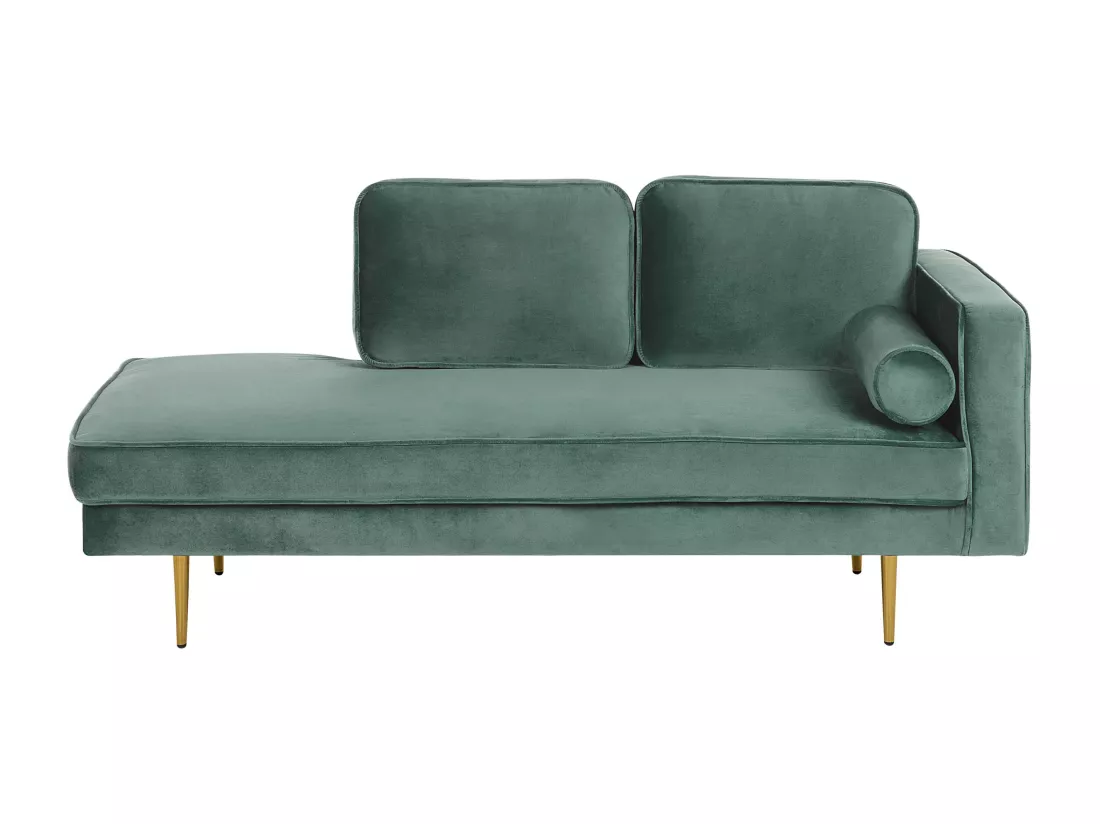 Chaise longue en velours vert menthe côté droit MIRAMAS