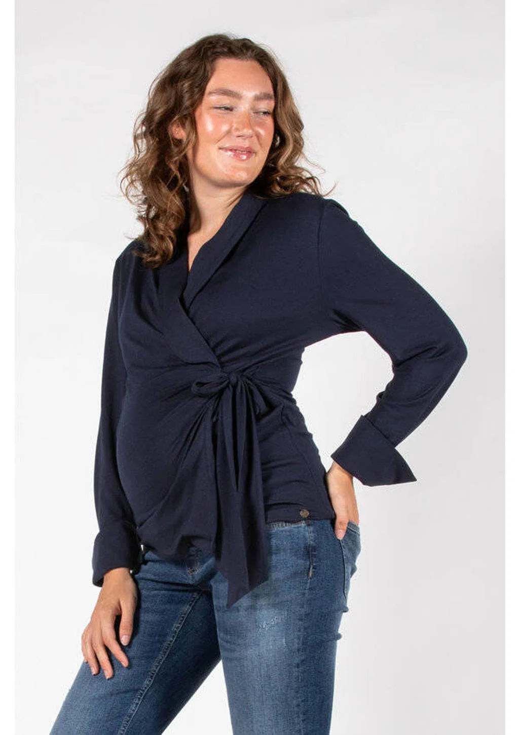 LOVE2WAIT zwangerschaps overslagtop donkerblauw