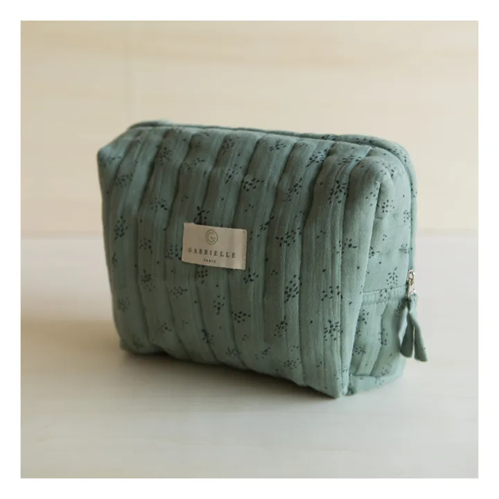 Gabrielle Paris Trousse de toilette en coton bio | Vert Eucalyptus