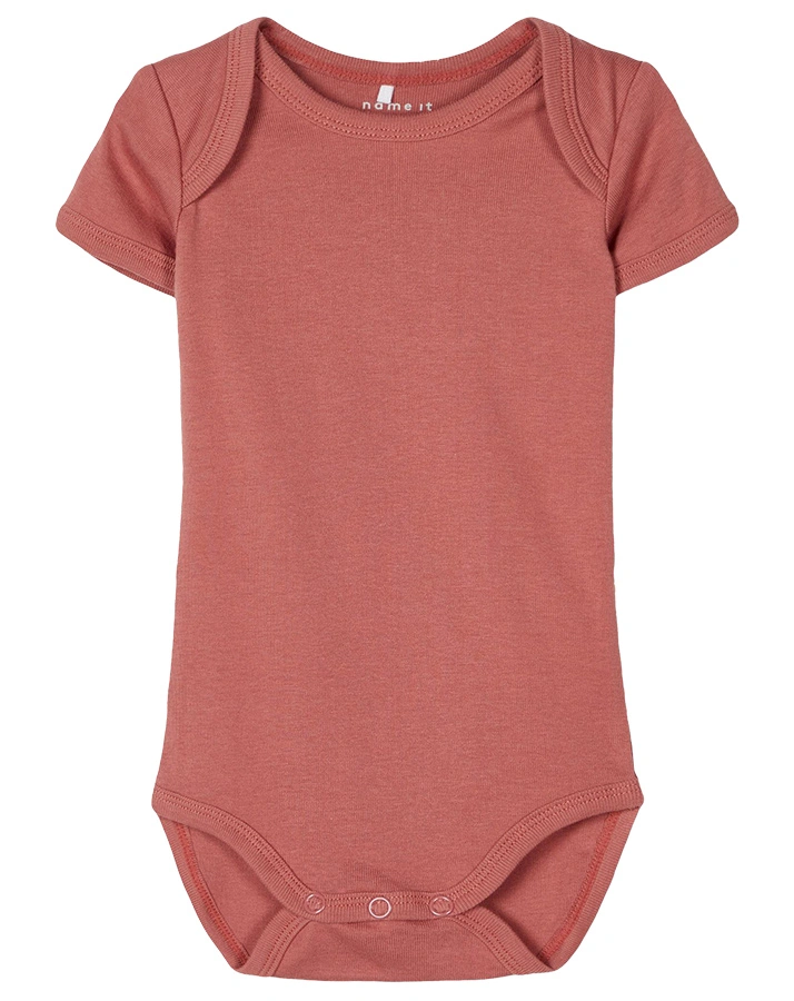 Kurzarm-Body NBFBODY – DOTTI 3er-Pack in rosenholz/weiß