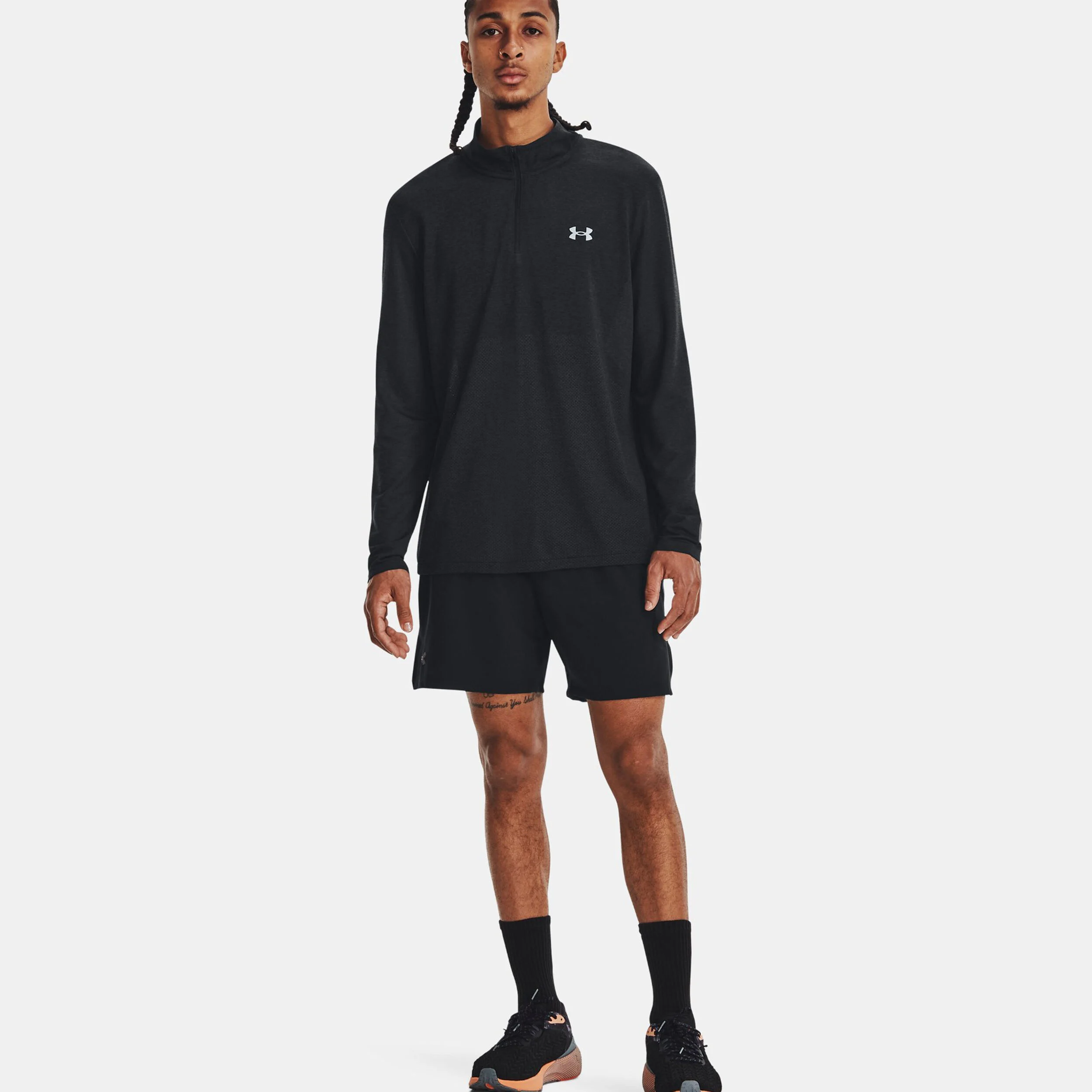 Under Armour Seamless Stride 1/4 Zip Haut Manches Longues Hommes - Noir