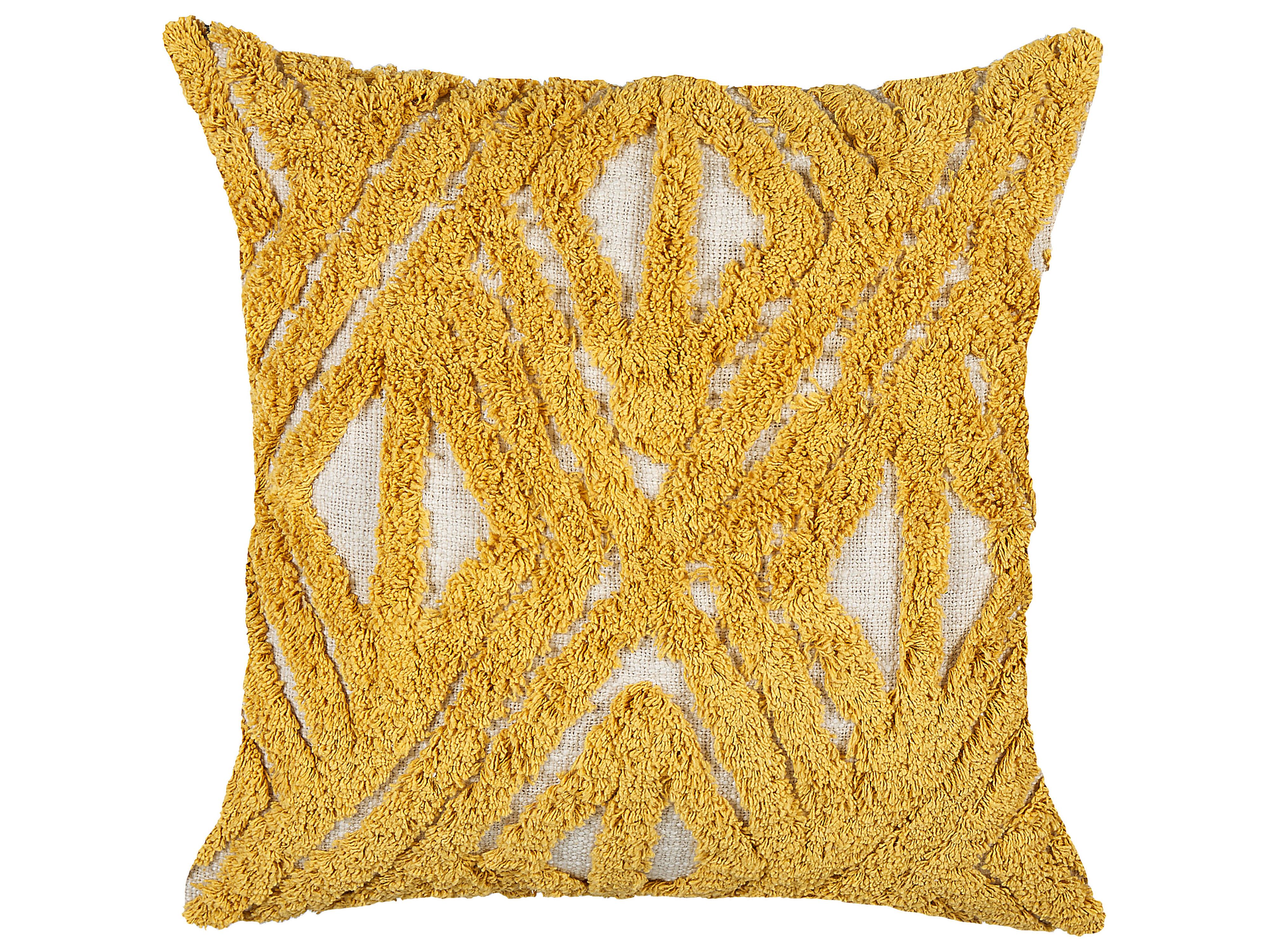 Set van 2 sierkussens ALCEA Katoen 45 x 45 cm Geel geometrisch patroon