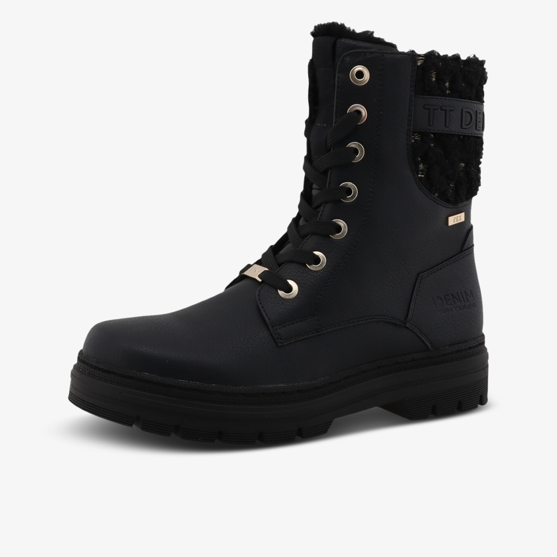TOM TAILOR Damen Schnürstiefeletten schwarz