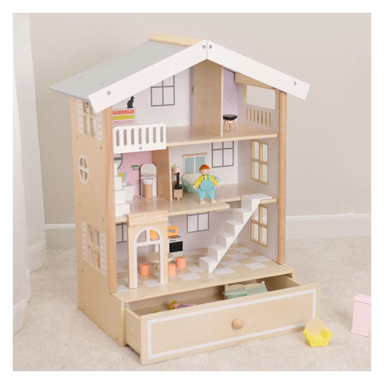 Classic World Happy Villa Houten Poppenhuis, 28dlg.
