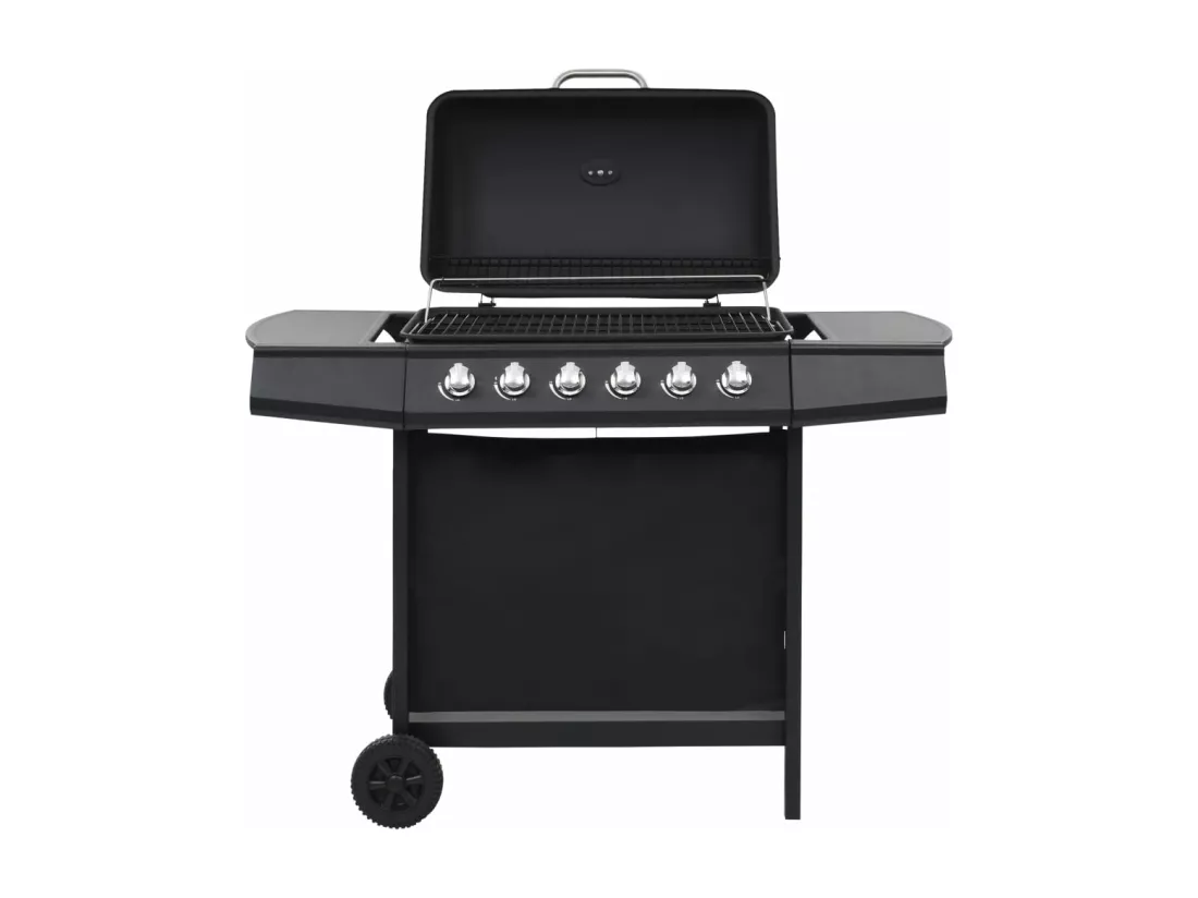 Barbecue au gaz avec 6 zones de cuisson Acier Noir