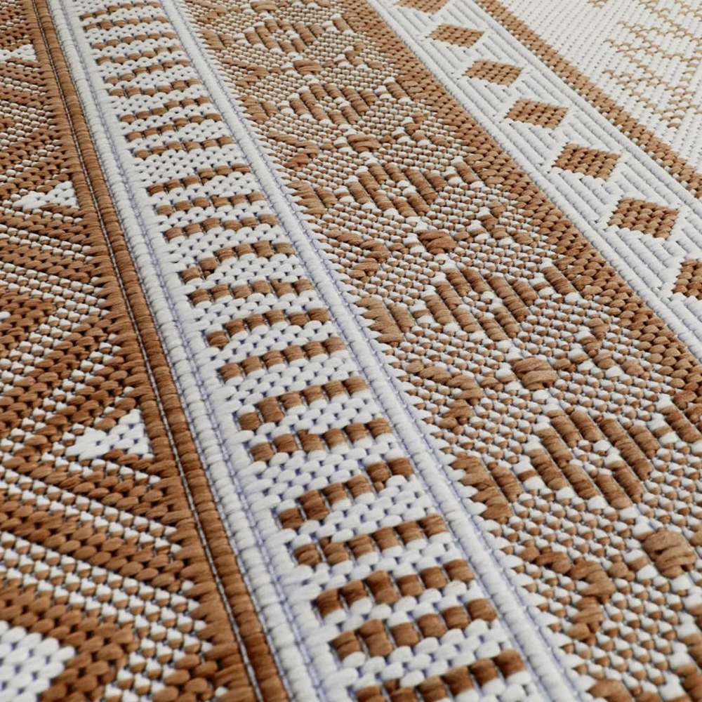 Tapis d'extérieur marron et blanc 100x200 cm design réversible