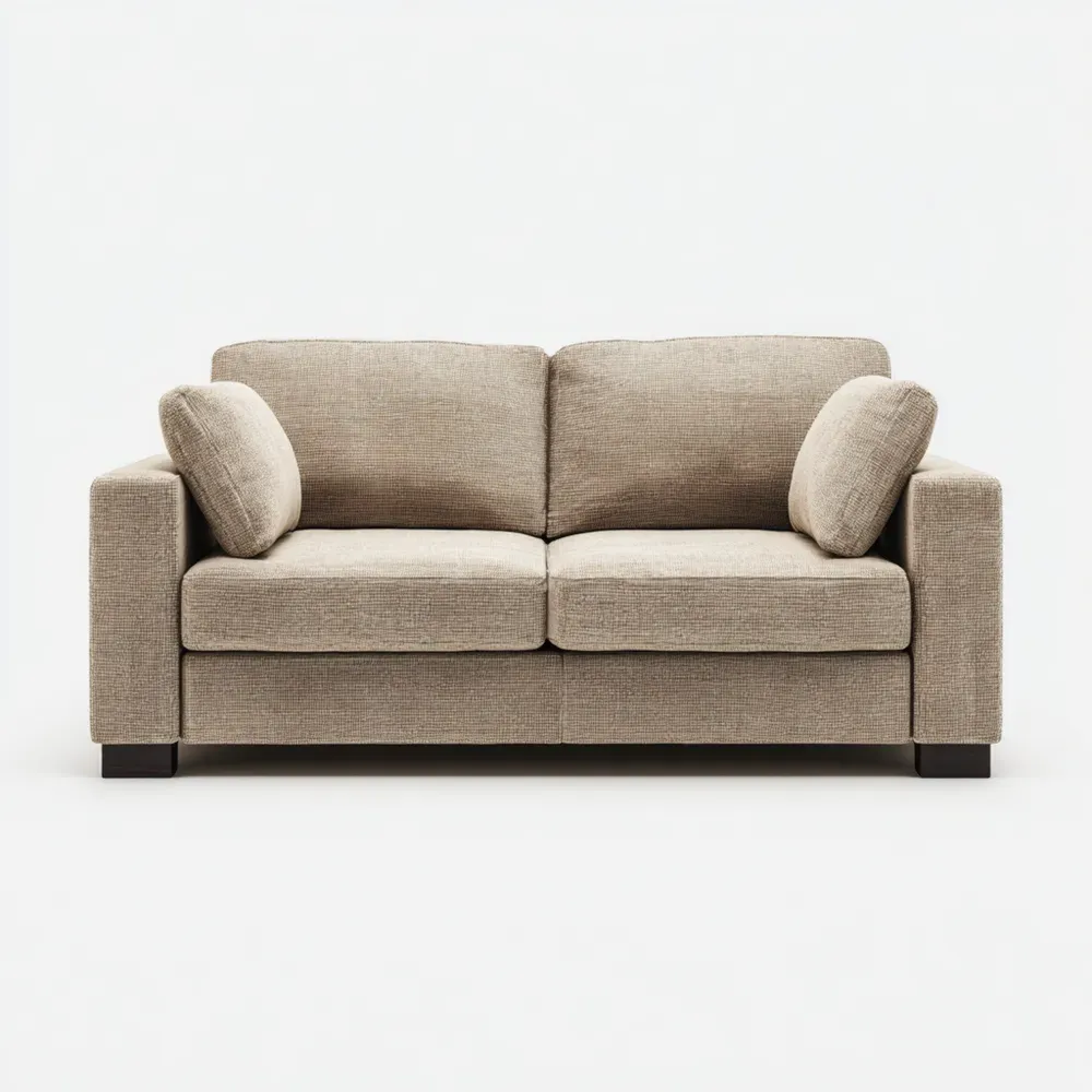 Zweisitzer Sofa aus Stoff mit Holzfüßen - Sandbeige