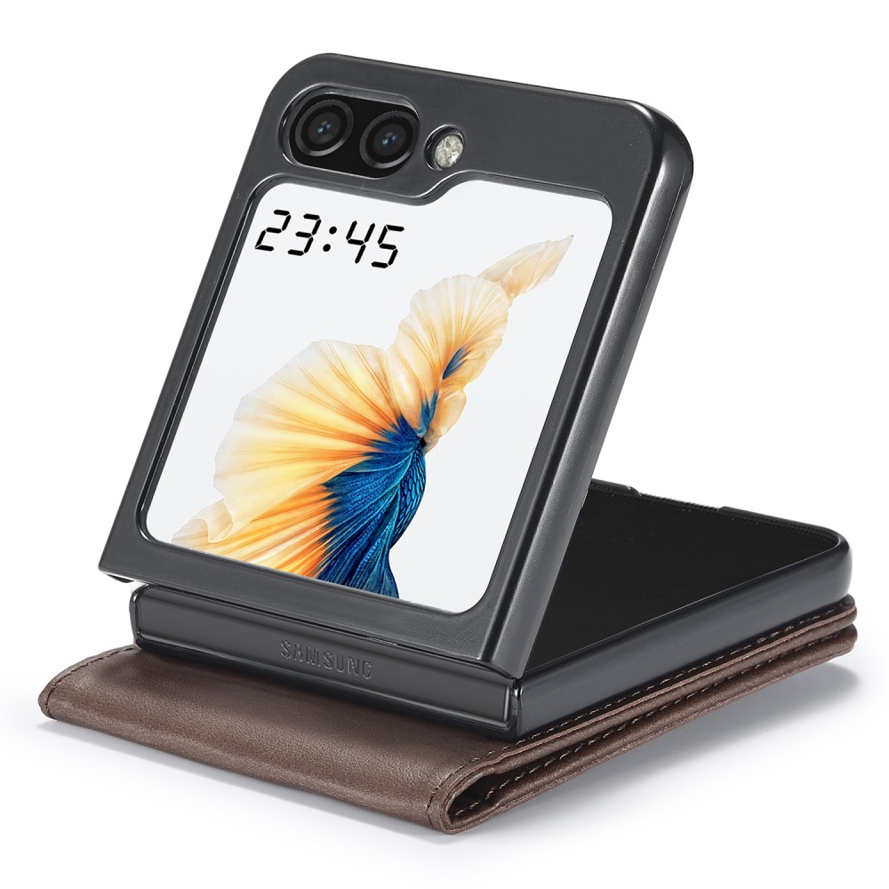 Samsung Galaxy Z Flip7 FE / Z Flip6 Vintage Leder Tasche Flip Cover Fashion Design - Braun