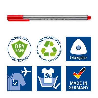 STAEDTLER triplus 334 - 4 feutres fins - 0.3 mm - noir. rouge. bleu. vert