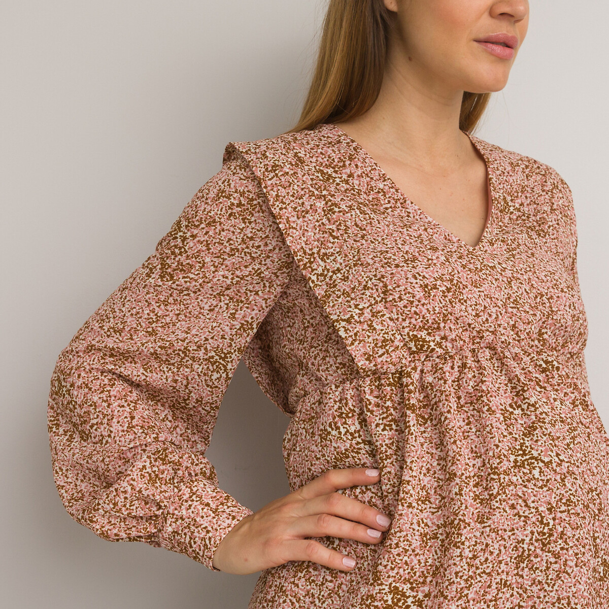 COLEÇÕES LA REDOUTE<br>Blusa de maternidade, decote em V, estampa floral
