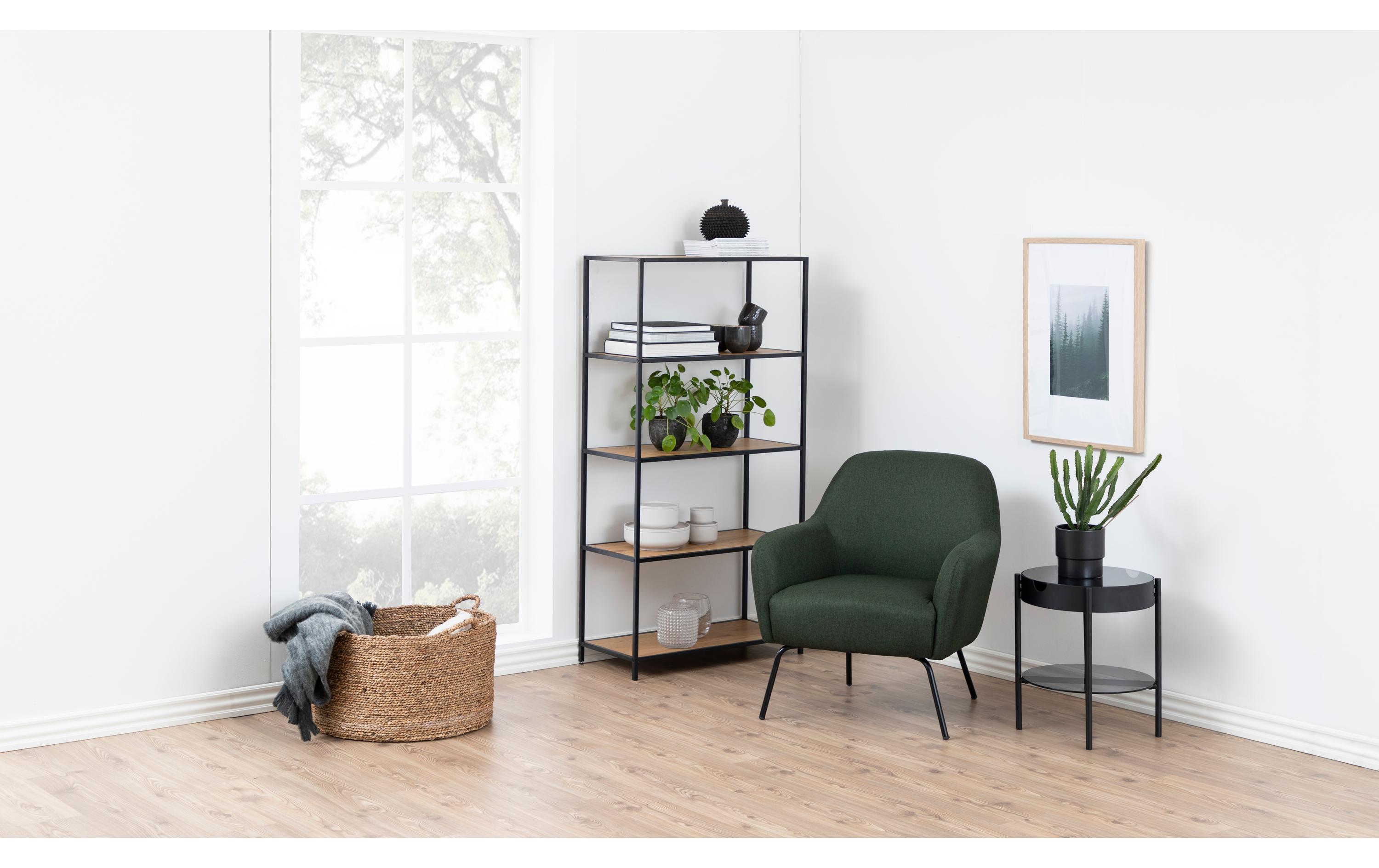 Regal Seaford 77 x 35 x 150 cm, Eiche/Schwarz matt<br>Bücherregal
