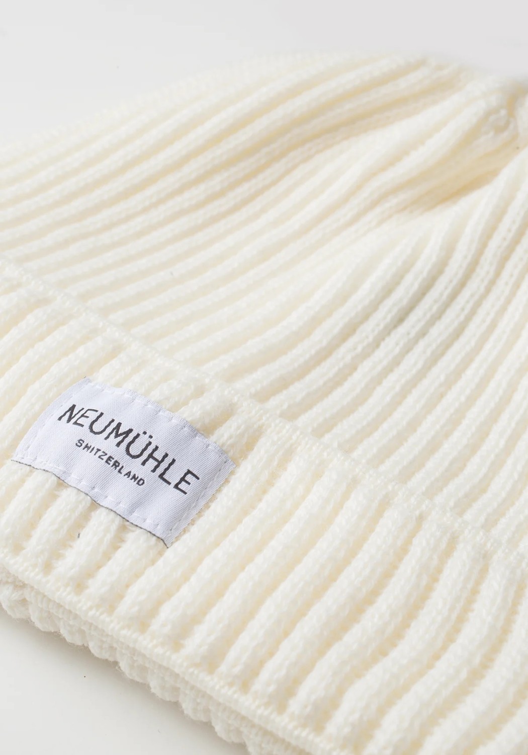 Neumuhle Wollmütze Elbe Organic Merino Ivory White