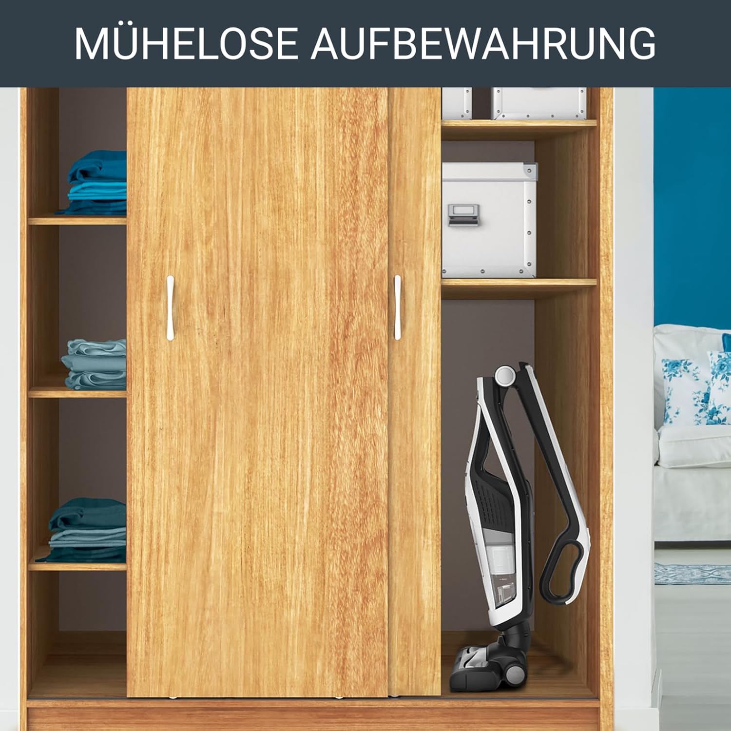 Rowenta RH6737 Dual Force 2-in-1 kabelloser Akku-Stabstaubsauger, integrierter Handstaubsauger, klappbarer Griff, sehr leicht – nur 2,5 kg, LED-Beleuchtung, Weiß