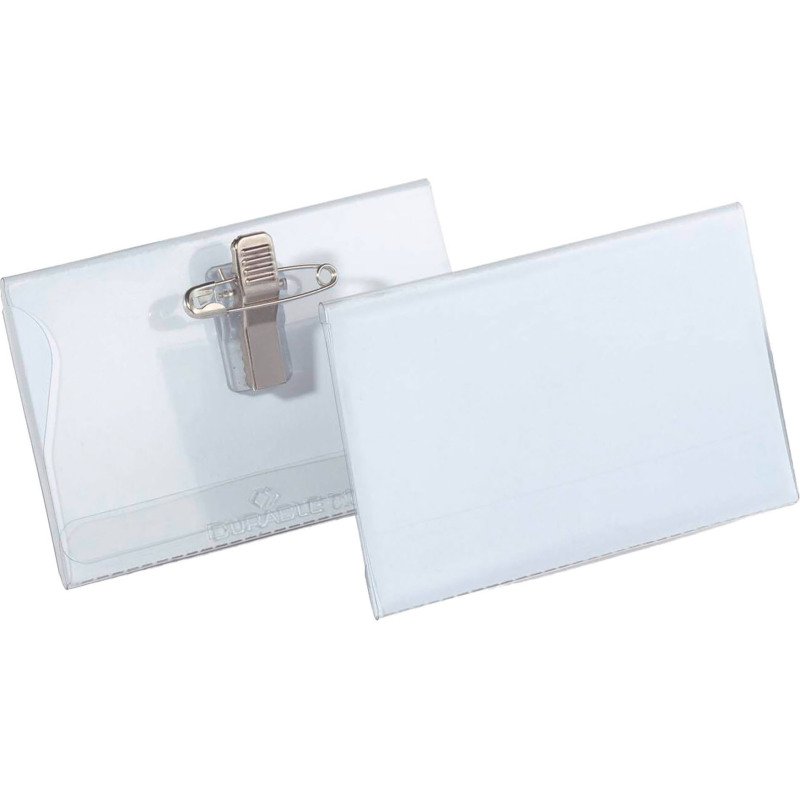 Badge Durable avec clip & épingle 90 x 54 mm - Boîte de 50