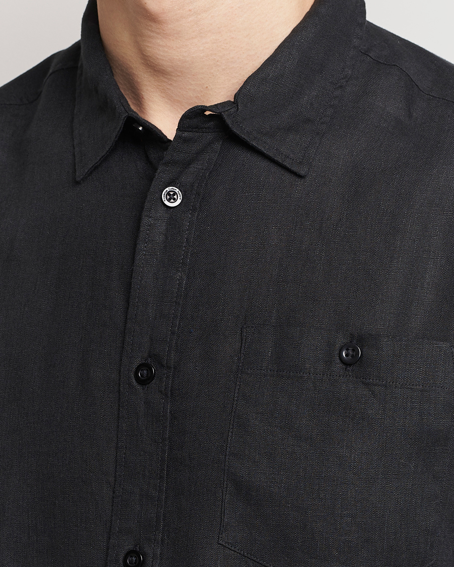 KnowledgeCotton Apparel Regular Linen Shirt Black